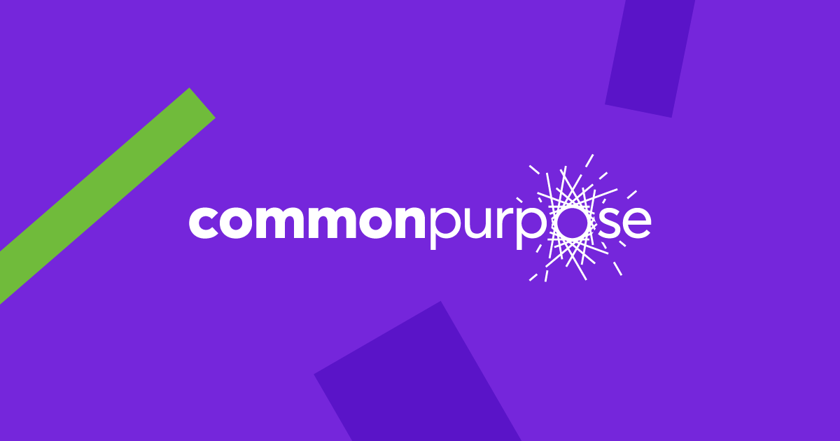 common purpose's logo on a purple background