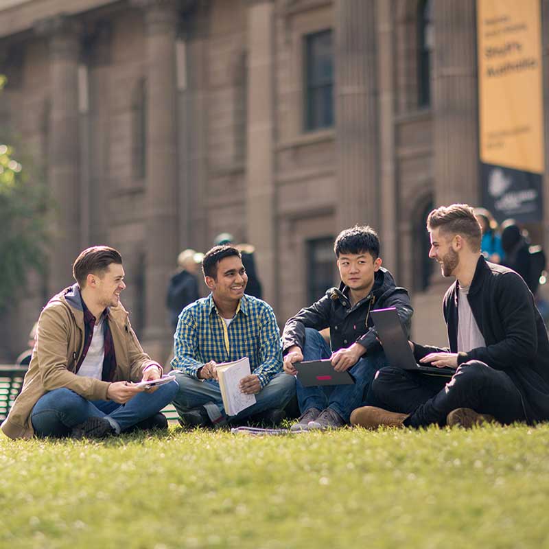 Group of students on State Library lawn