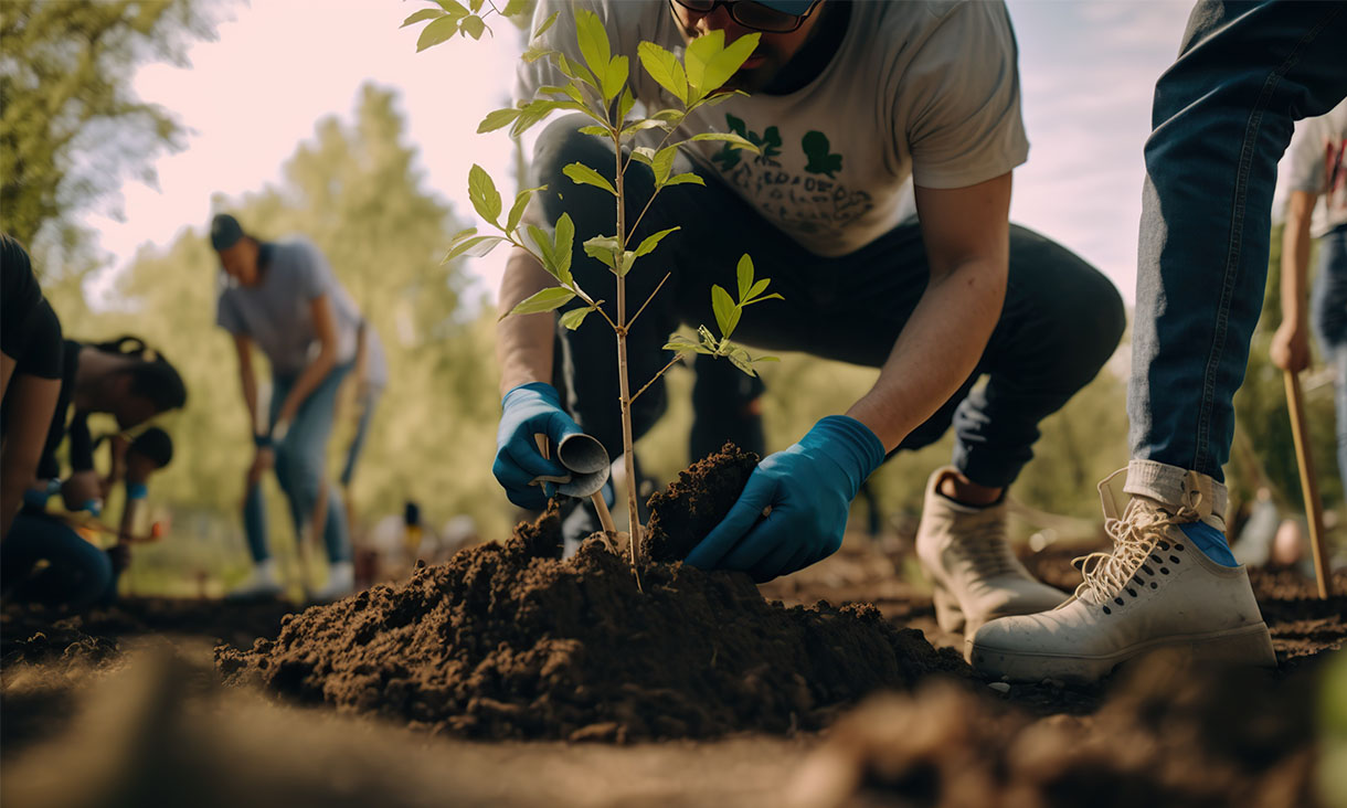 Person planting tree