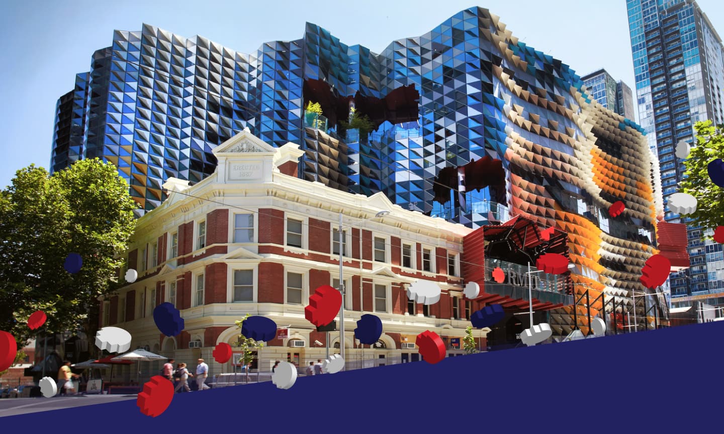 City campus with RMIT logos